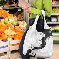 Polynesia Hibiscus Grocery Bag White Curve Motif - Polynesian Pride
