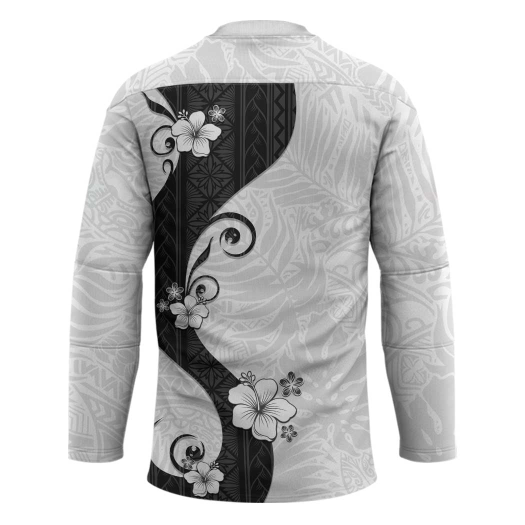 Polynesia Hibiscus Hockey Jersey White Curve Motif - Polynesian Pride