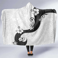 Polynesia Hibiscus Hooded Blanket White Curve Motif - Polynesian Pride