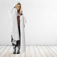 Polynesia Hibiscus Hooded Blanket White Curve Motif - Polynesian Pride