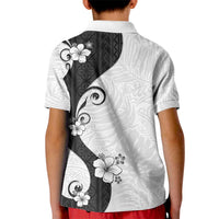 Polynesia Hibiscus Kid Polo Shirt White Curve Motif - Polynesian Pride