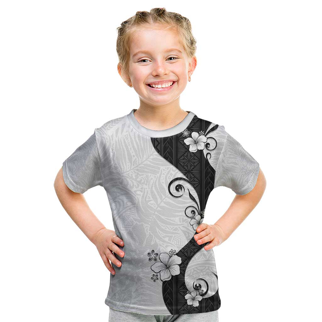 Polynesia Hibiscus Kid T Shirt White Curve Motif - Polynesian Pride