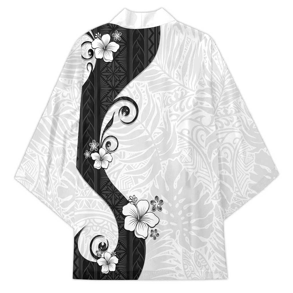 Polynesia Hibiscus Kimono White Curve Motif - Polynesian Pride