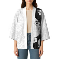 Polynesia Hibiscus Kimono White Curve Motif - Polynesian Pride
