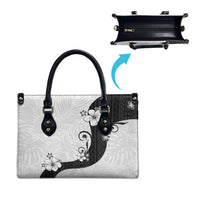 Polynesia Hibiscus Leather Bag White Curve Motif - Polynesian Pride