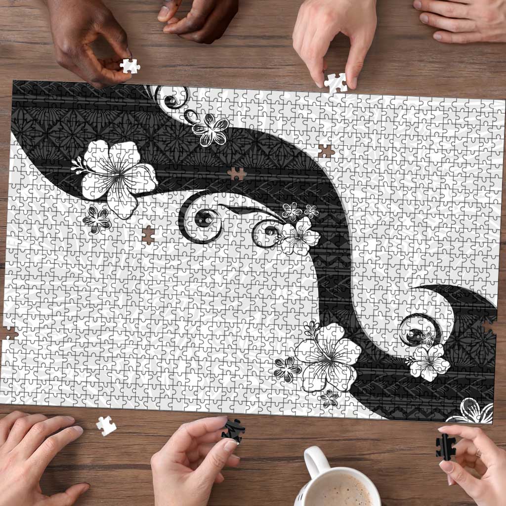 Polynesia Hibiscus Puzzle White Curve Motif - Polynesian Pride