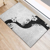 Polynesia Hibiscus Rubber Doormat White Curve Motif - Polynesian Pride