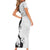 Polynesia Hibiscus Short Sleeve Bodycon Dress White Curve Motif - Polynesian Pride