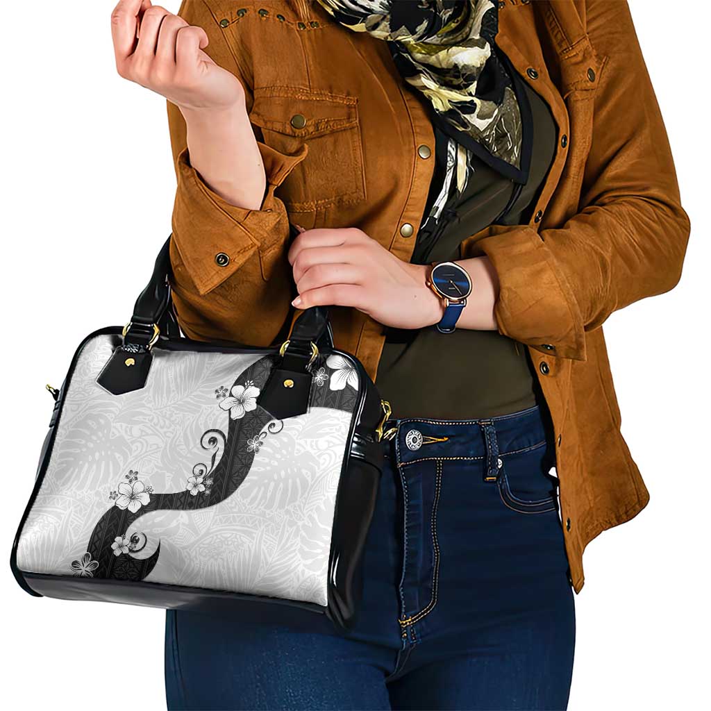 Polynesia Hibiscus Shoulder Handbag White Curve Motif - Polynesian Pride