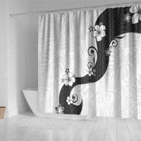 Polynesia Hibiscus Shower Curtain White Curve Motif - Polynesian Pride
