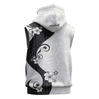 Polynesia Hibiscus Sleeveless Zip Hoodie White Curve Motif - Polynesian Pride