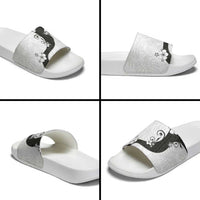 Polynesia Hibiscus Slide Sandals White Curve Motif - Polynesian Pride