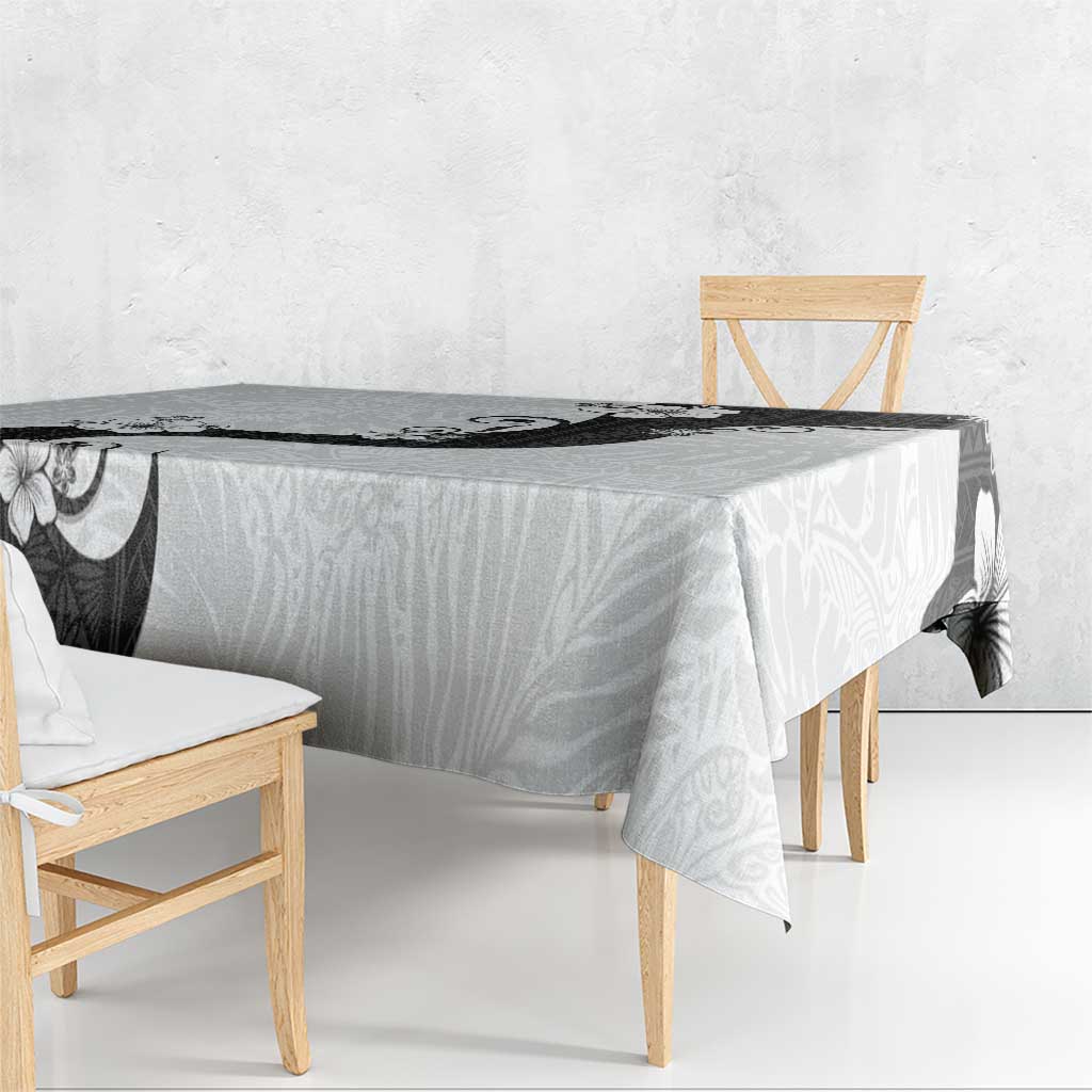 Polynesia Hibiscus Tablecloth White Curve Motif - Polynesian Pride