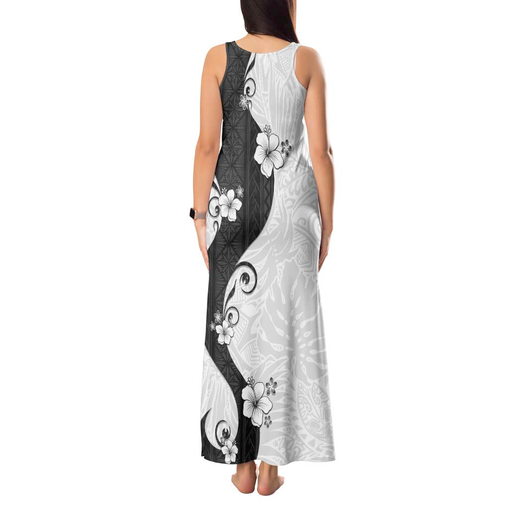 Polynesia Hibiscus Tank Maxi Dress White Curve Motif - Polynesian Pride