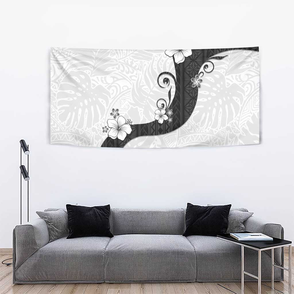 Polynesia Hibiscus Tapestry White Curve Motif - Polynesian Pride