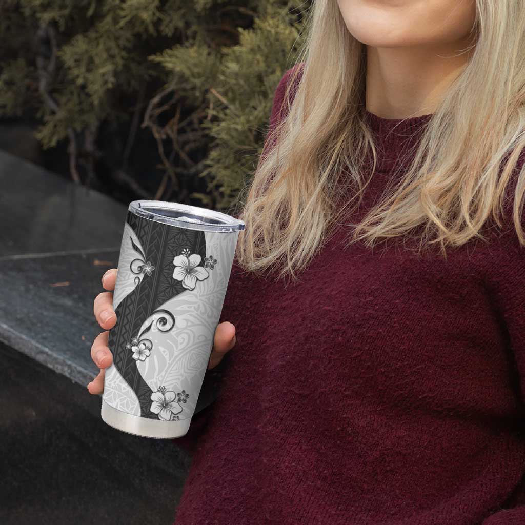 Polynesia Hibiscus Tumbler Cup White Curve Motif - Polynesian Pride