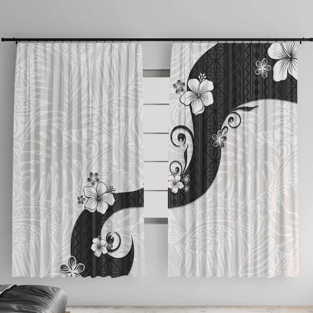 Polynesia Hibiscus Window Curtain White Curve Motif - Polynesian Pride