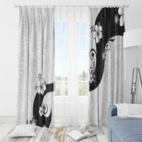 Polynesia Hibiscus Window Curtain White Curve Motif - Polynesian Pride