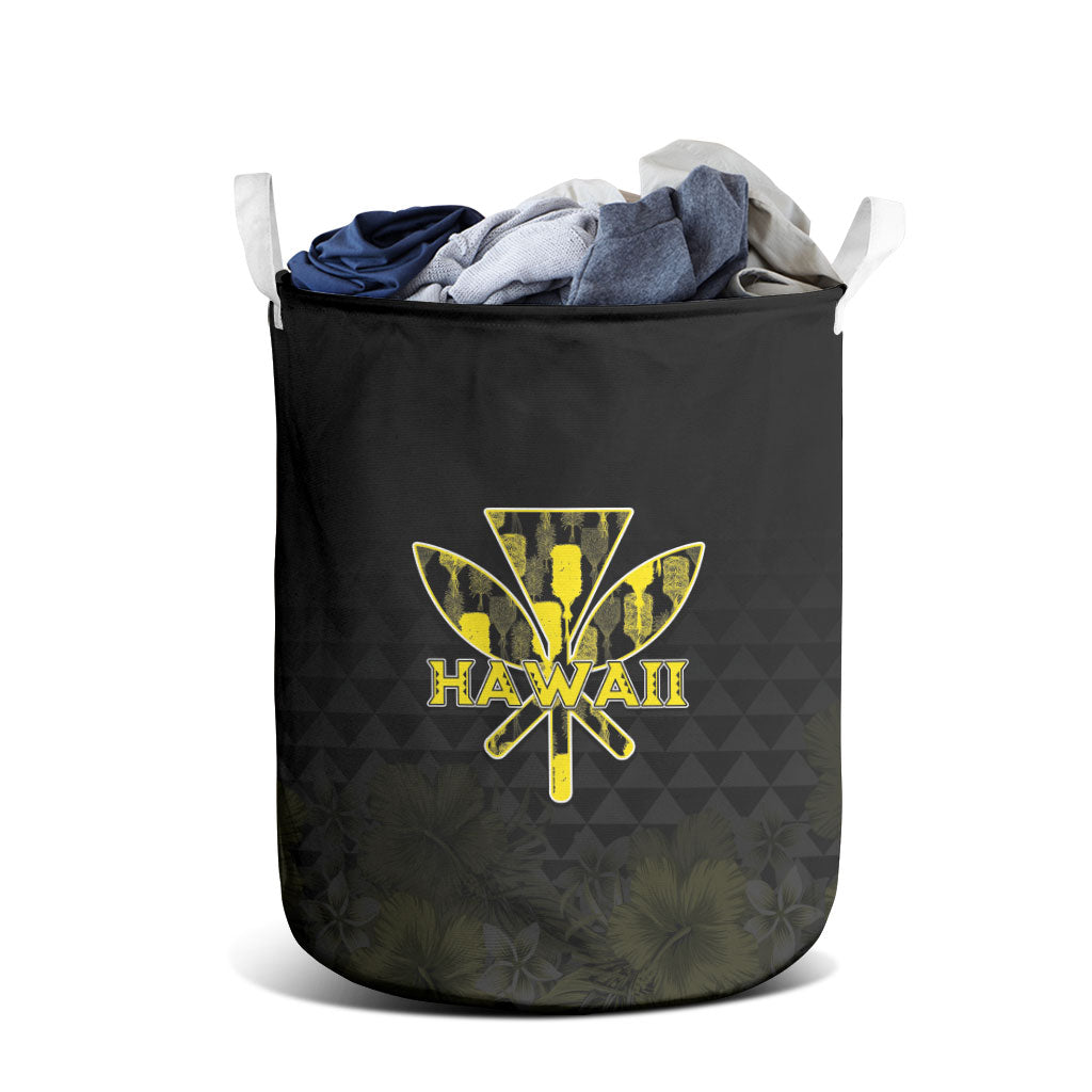 Aloha Hawaii Kahili Laundry Basket Kanaka Maoli With Kakau Pattern