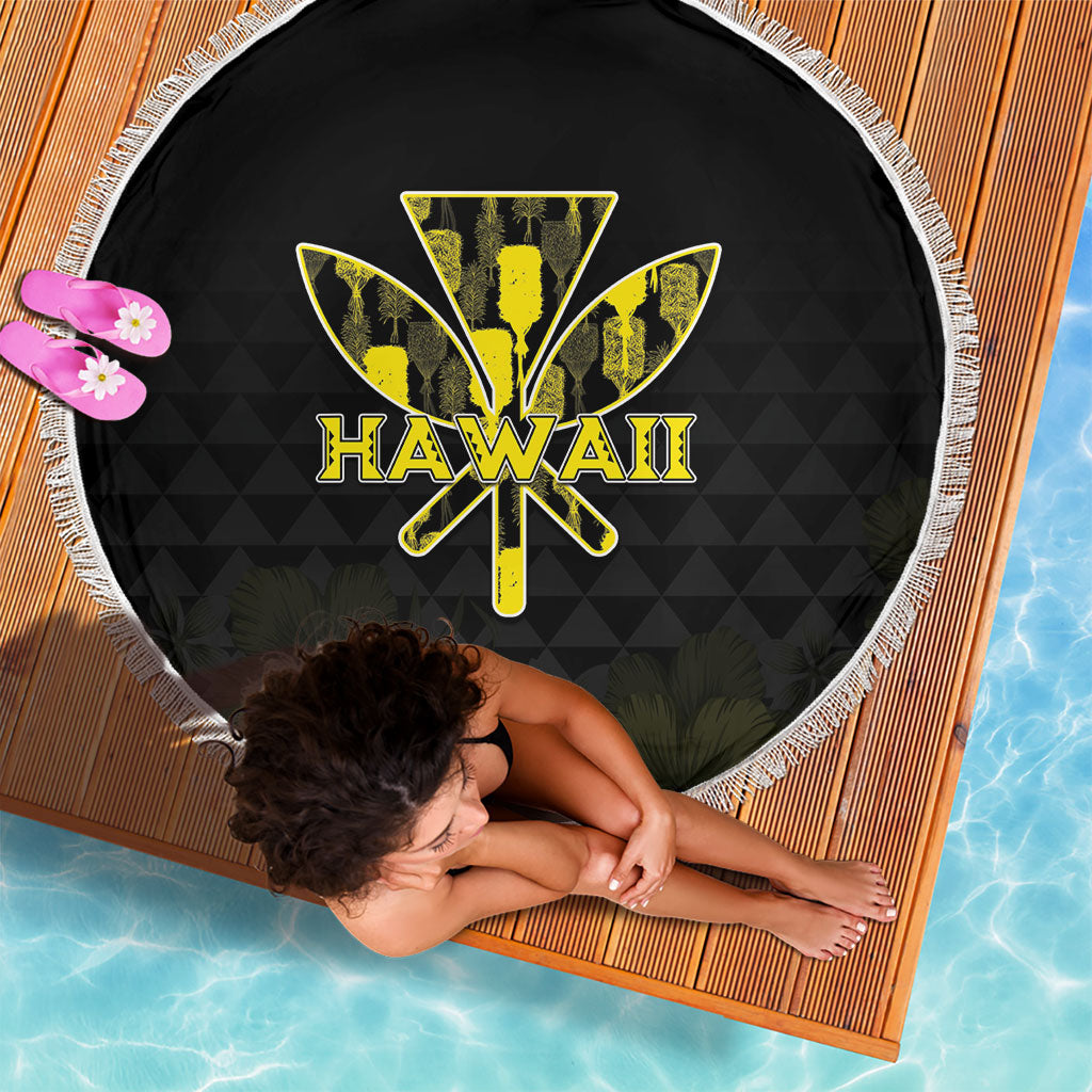 Aloha Hawaii Kahili Beach Blanket Kanaka Maoli With Kakau Pattern