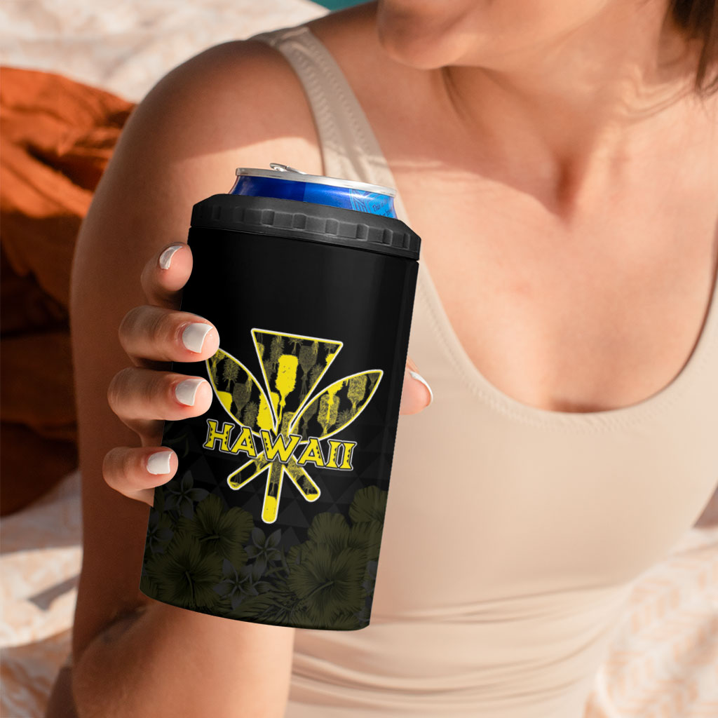 Personalised Aloha Hawaii Kahili 4 in 1 Can Cooler Tumbler Kanaka Maoli With Kakau Pattern