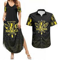 Personalised Aloha Hawaii Kahili Couples Matching Summer Maxi Dress and Hawaiian Shirt Kanaka Maoli With Kakau Pattern
