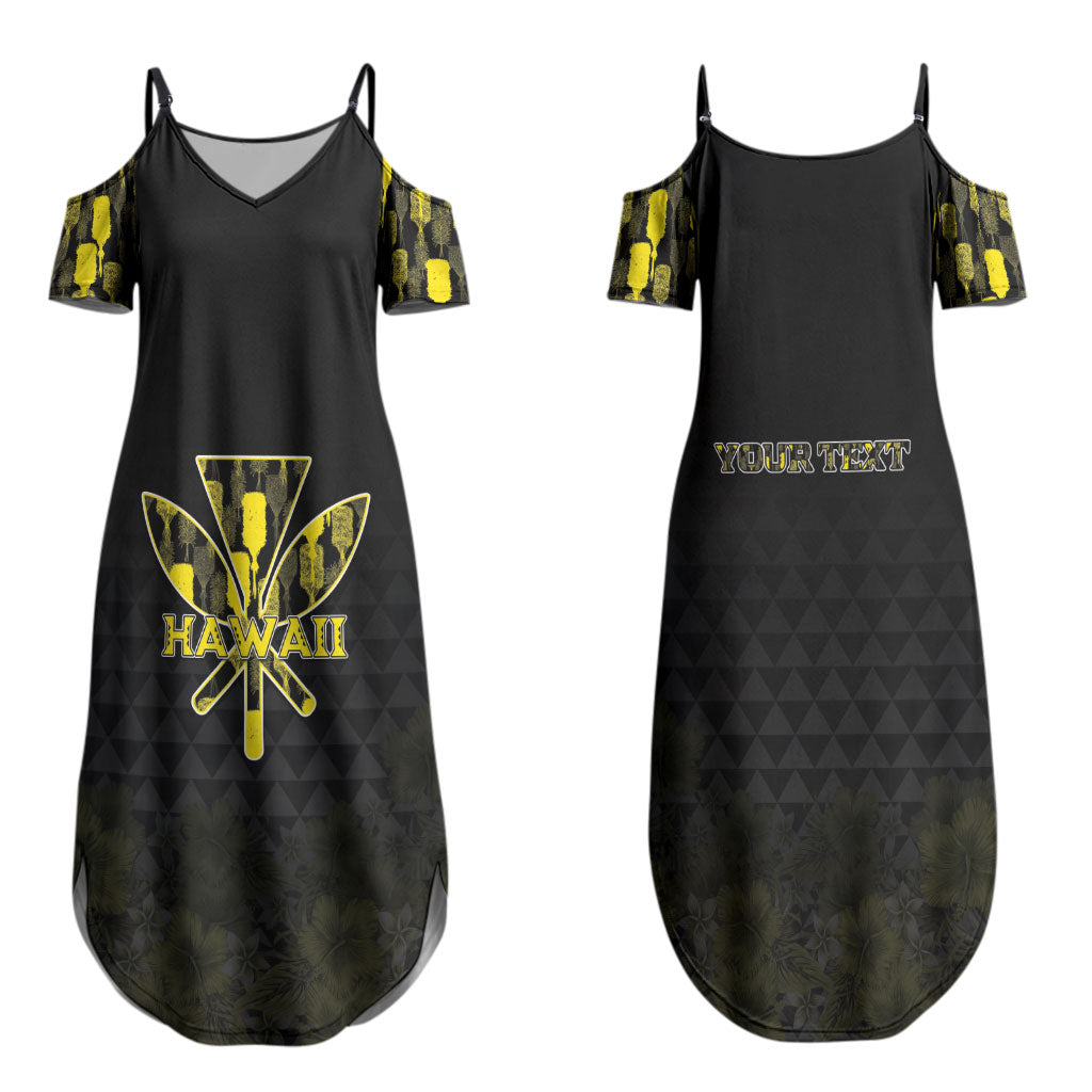 Personalised Aloha Hawaii Kahili Couples Matching Summer Maxi Dress and Long Sleeve Button Shirt Kanaka Maoli With Kakau Pattern