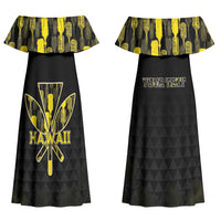 Personalised Aloha Hawaii Kahili Family Matching Off Shoulder Maxi Dress and Hawaiian Shirt Kanaka Maoli With Kakau Pattern