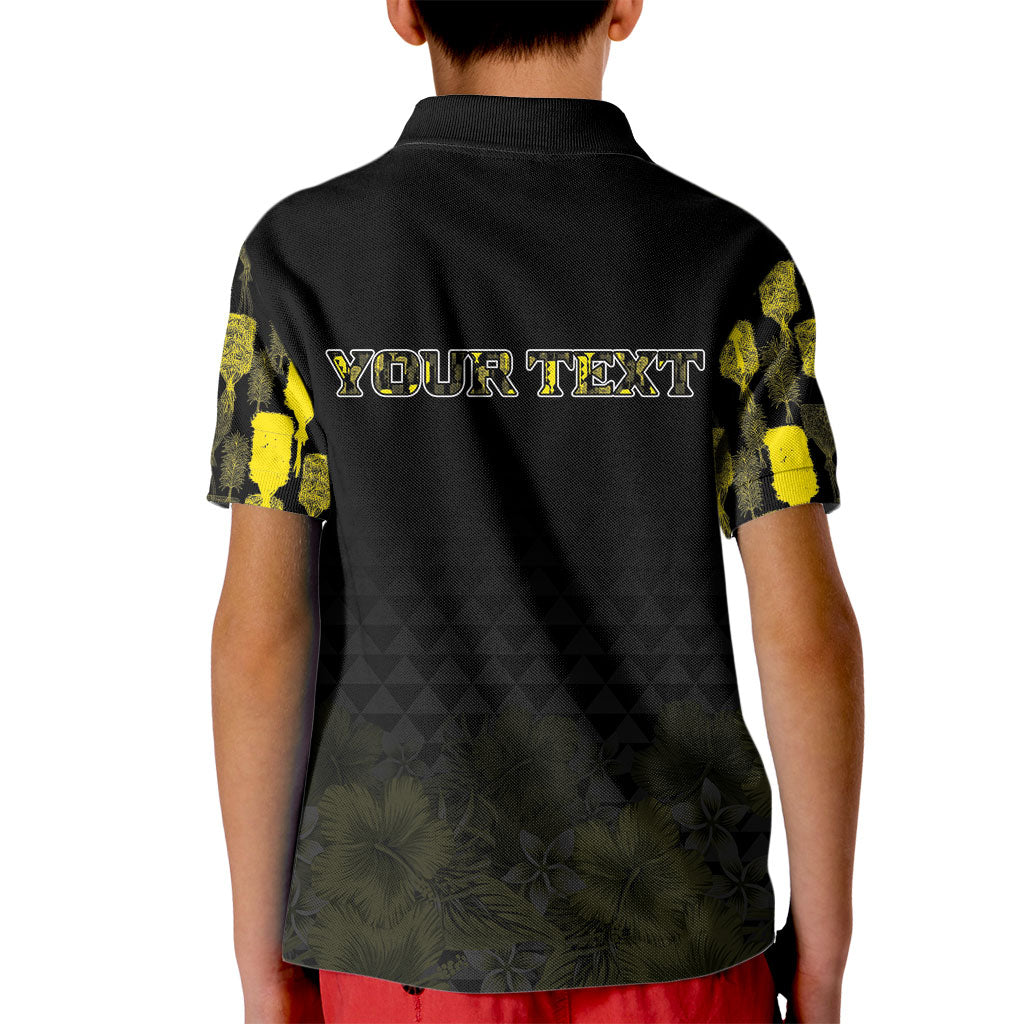 Personalised Aloha Hawaii Kahili Kid Polo Shirt Kanaka Maoli With Kakau Pattern
