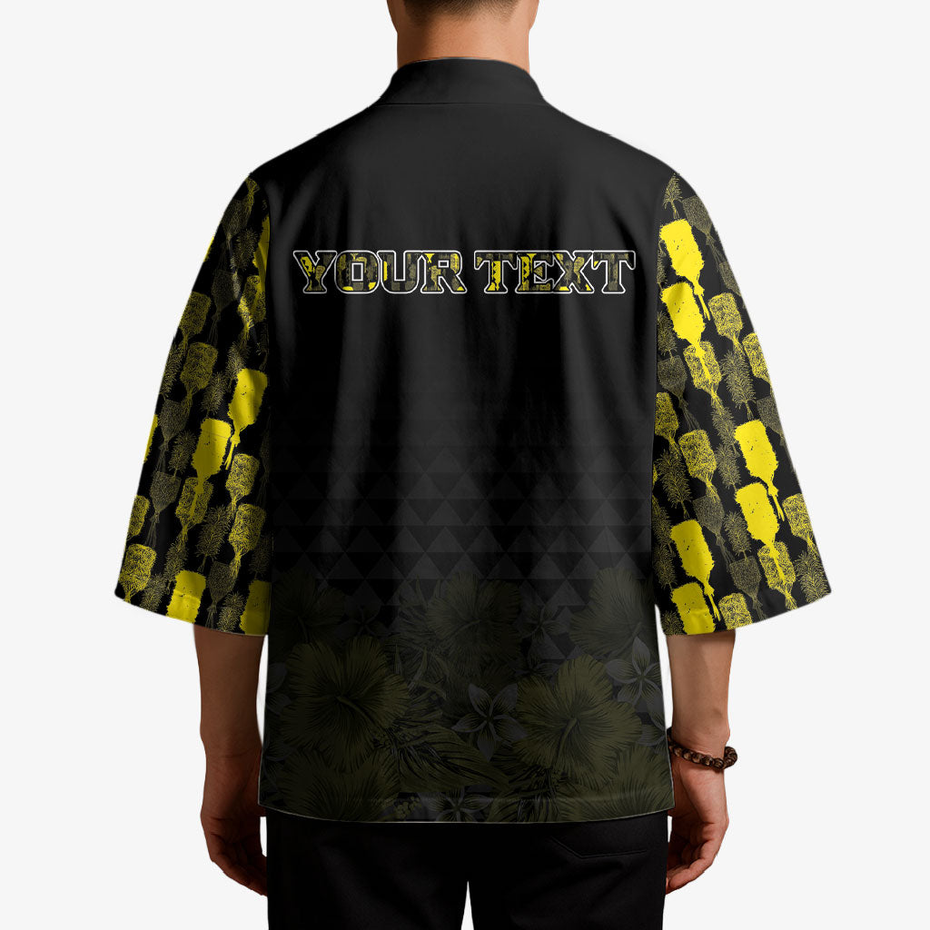 Personalised Aloha Hawaii Kahili Kimono Kanaka Maoli With Kakau Pattern