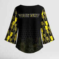 Personalised Aloha Hawaii Kahili Kimono Sleeve Blouse Kanaka Maoli With Kakau Pattern