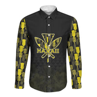Personalised Aloha Hawaii Kahili Long Sleeve Button Shirt Kanaka Maoli With Kakau Pattern