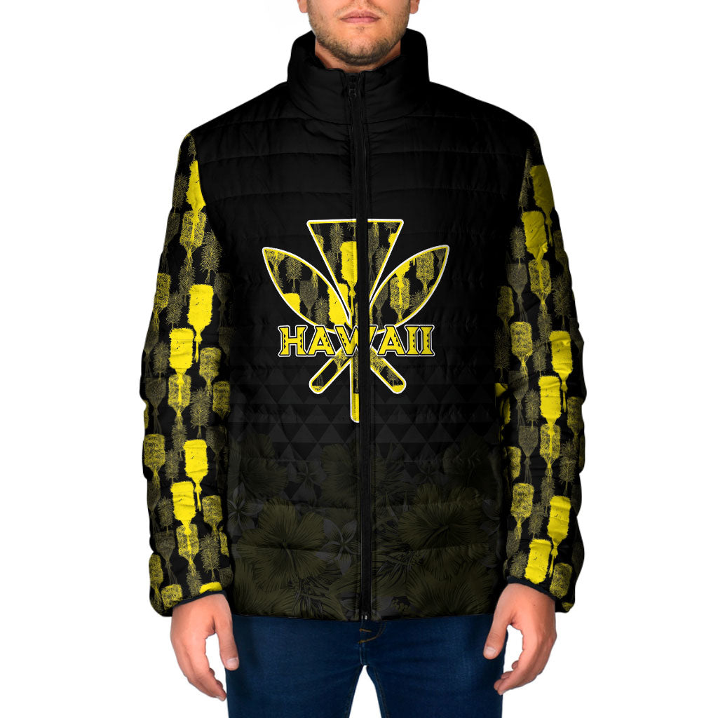 Personalised Aloha Hawaii Kahili Padded Jacket Kanaka Maoli With Kakau Pattern