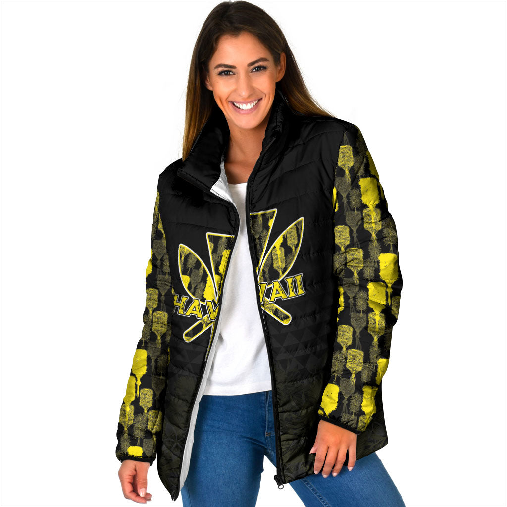 Personalised Aloha Hawaii Kahili Padded Jacket Kanaka Maoli With Kakau Pattern