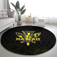 Aloha Hawaii Kahili Round Carpet Kanaka Maoli With Kakau Pattern