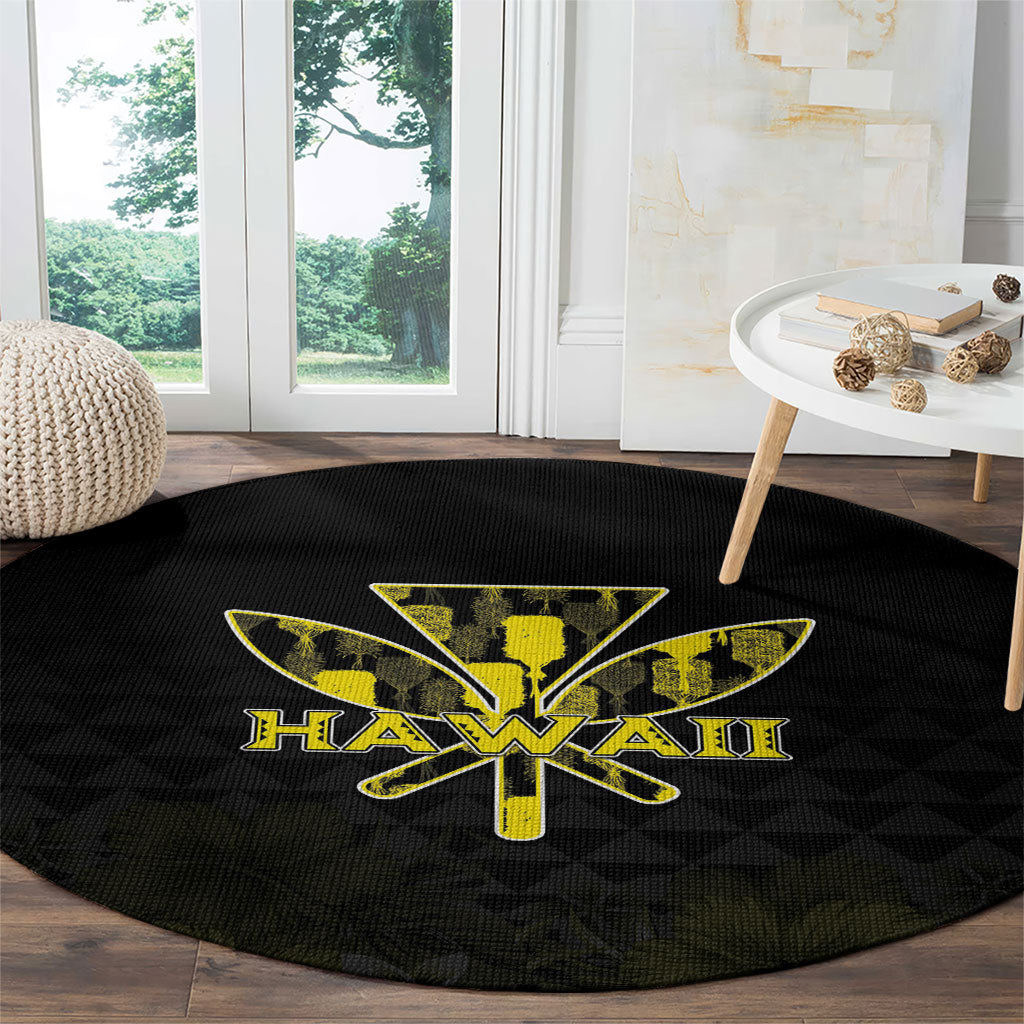 Aloha Hawaii Kahili Round Carpet Kanaka Maoli With Kakau Pattern