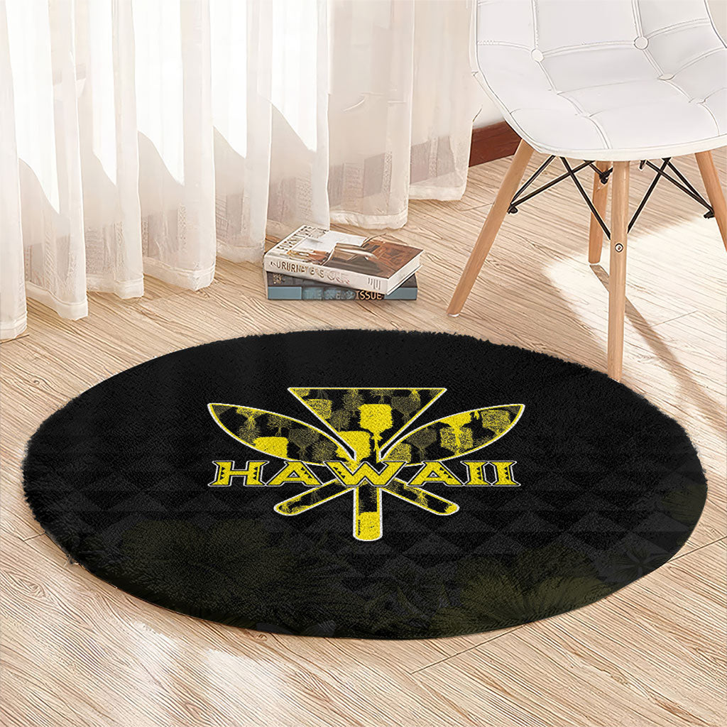 Aloha Hawaii Kahili Round Carpet Kanaka Maoli With Kakau Pattern