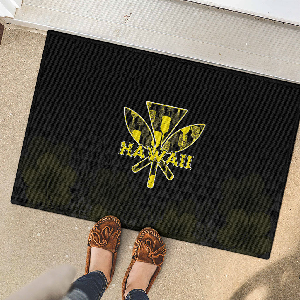 Aloha Hawaii Kahili Rubber Doormat Kanaka Maoli With Kakau Pattern