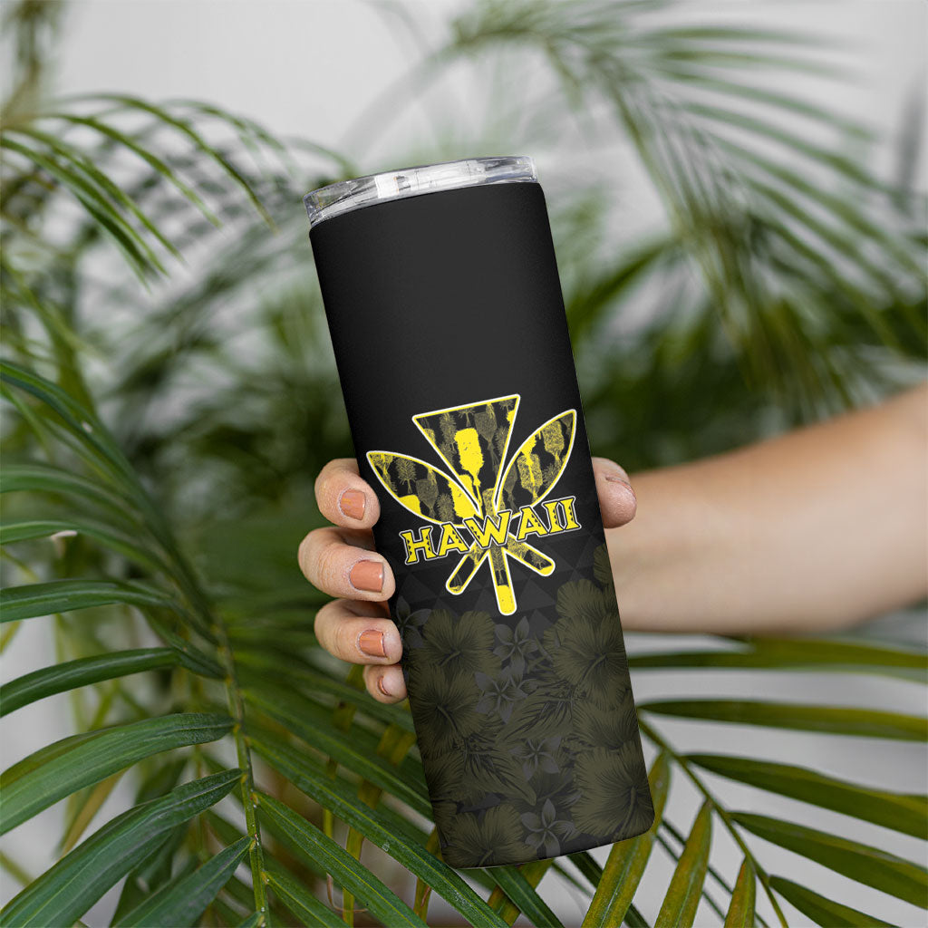 Personalised Aloha Hawaii Kahili Skinny Tumbler Kanaka Maoli With Kakau Pattern