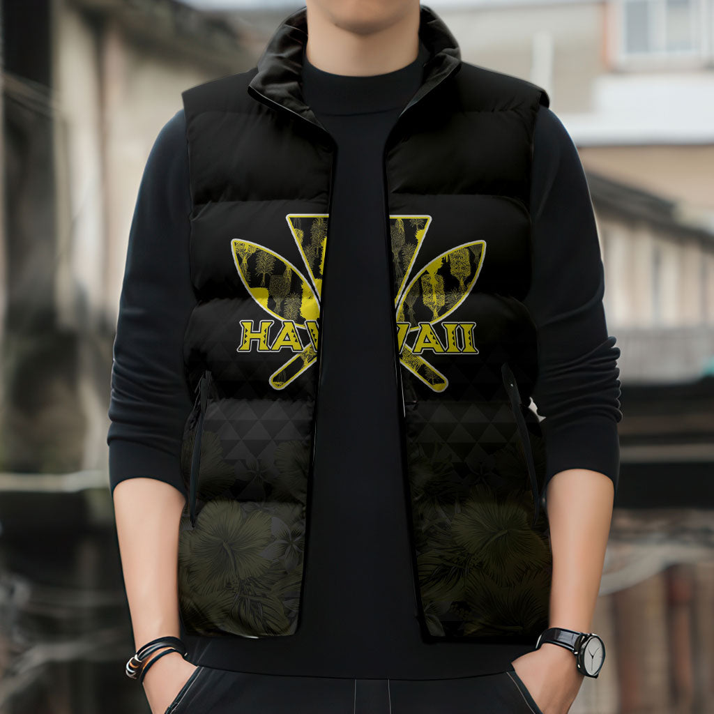 Personalised Aloha Hawaii Kahili Sleeveless Puffer Jacket Kanaka Maoli With Kakau Pattern