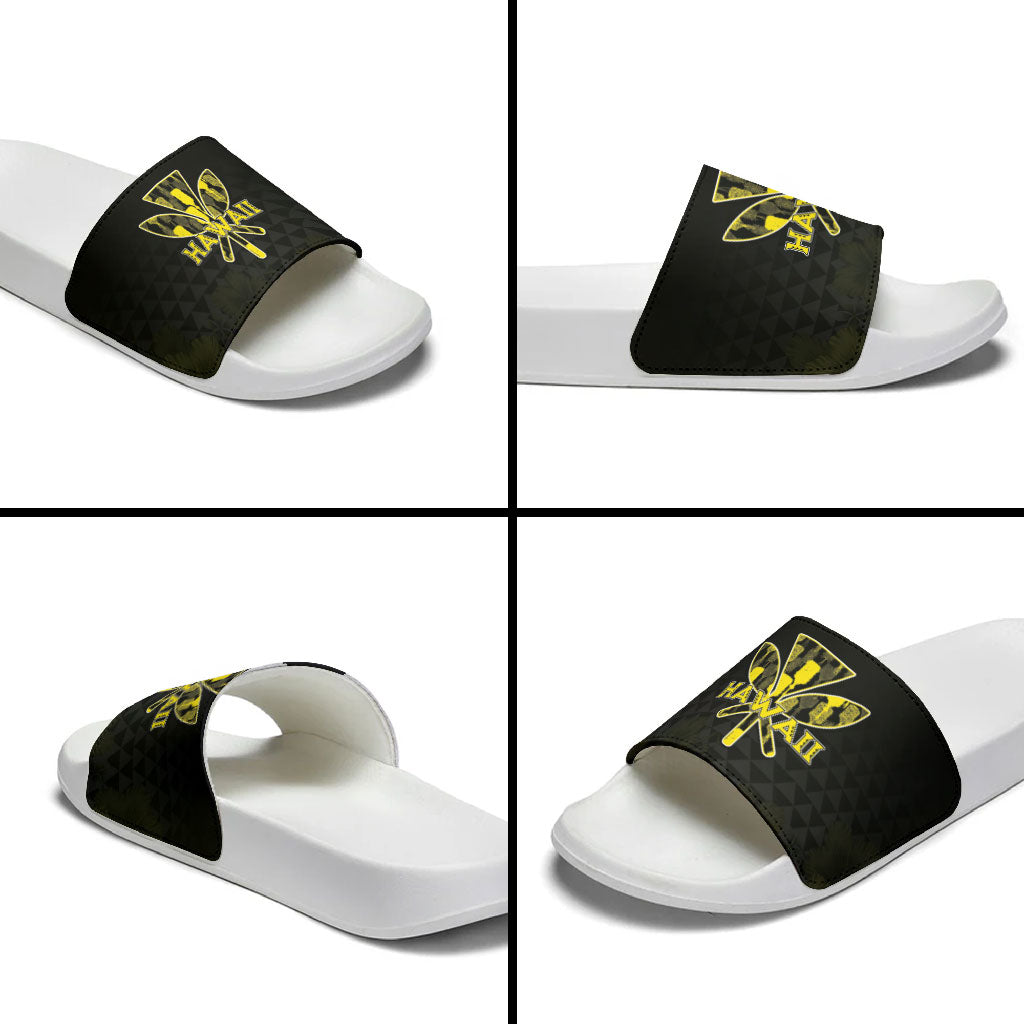 Aloha Hawaii Kahili Slide Sandals Kanaka Maoli With Kakau Pattern