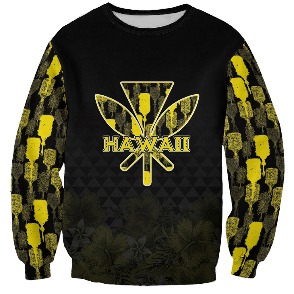 Personalised Aloha Hawaii Kahili Sweatshirt Kanaka Maoli With Kakau Pattern LT05 Unisex Black - Polynesian Pride
