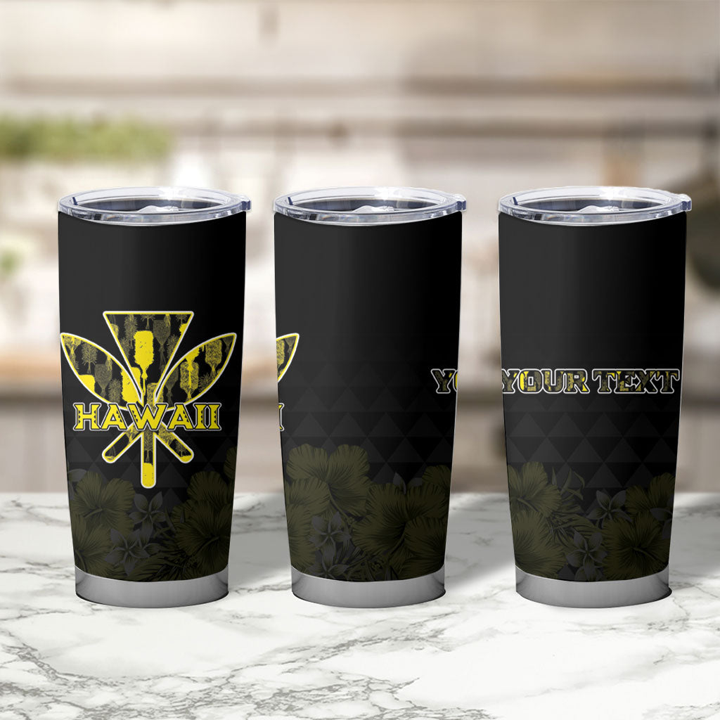 Personalised Aloha Hawaii Kahili Tumbler Cup Kanaka Maoli With Kakau Pattern