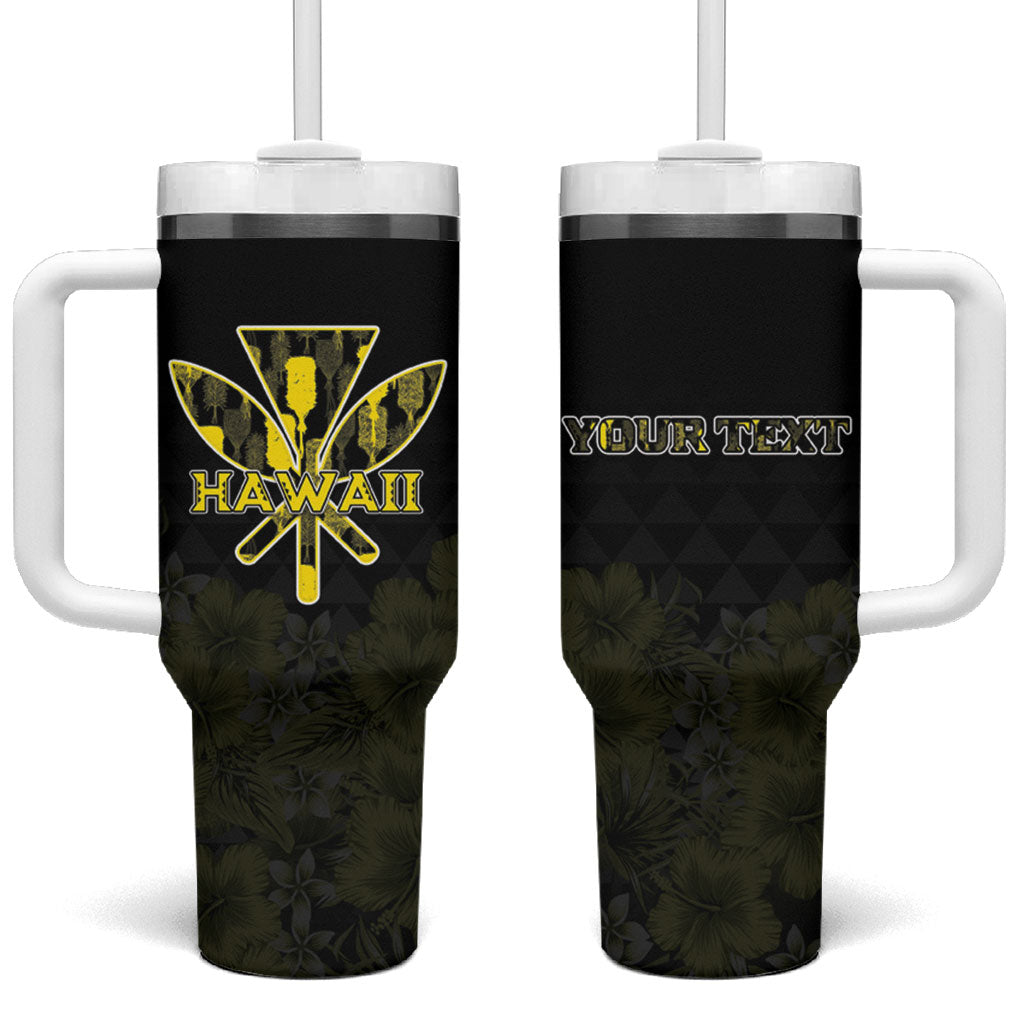 Personalised Aloha Hawaii Kahili Tumbler With Handle Kanaka Maoli With Kakau Pattern
