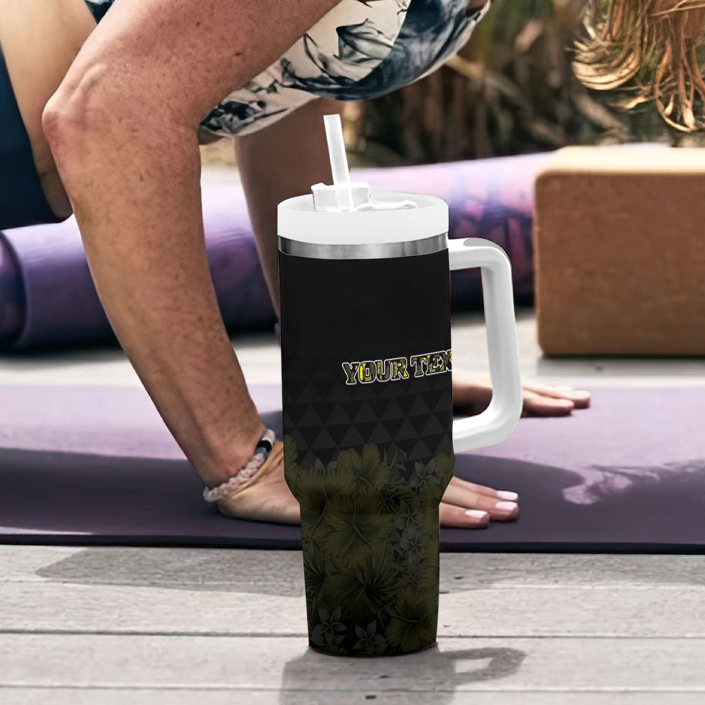 Personalised Aloha Hawaii Kahili Tumbler With Handle Kanaka Maoli With Kakau Pattern