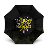 Aloha Hawaii Kahili Umbrella Kanaka Maoli With Kakau Pattern