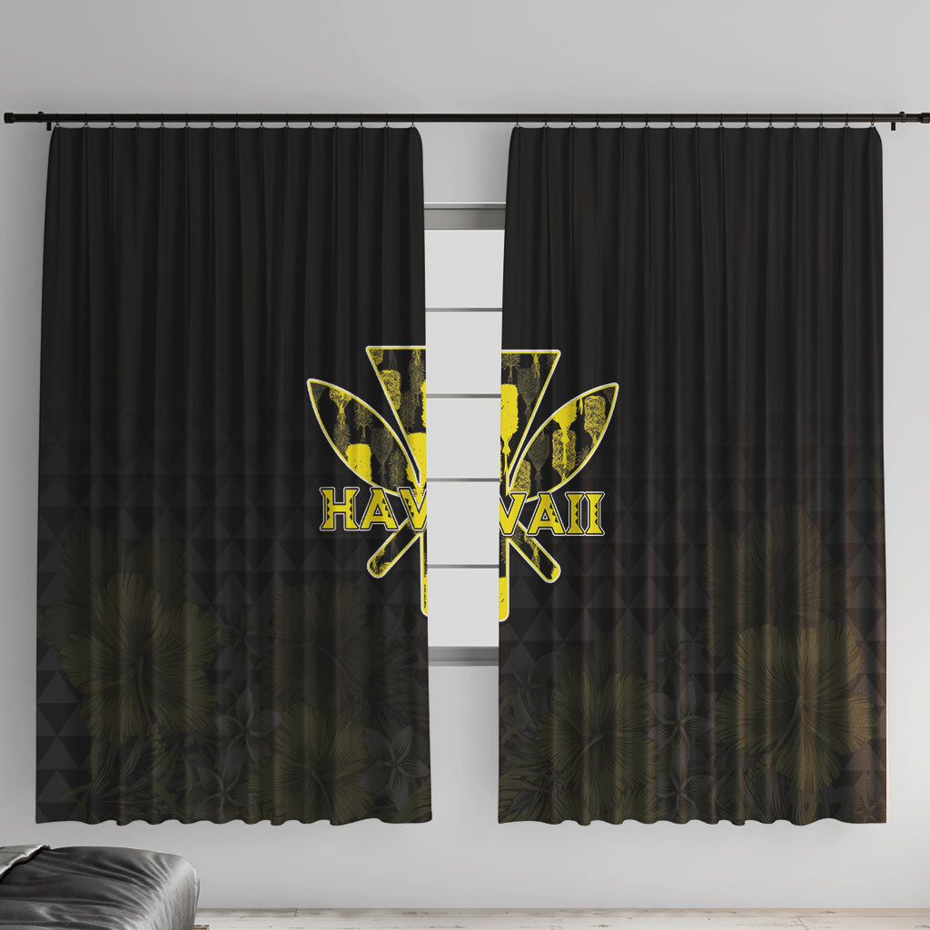 Aloha Hawaii Kahili Window Curtain Kanaka Maoli With Kakau Pattern