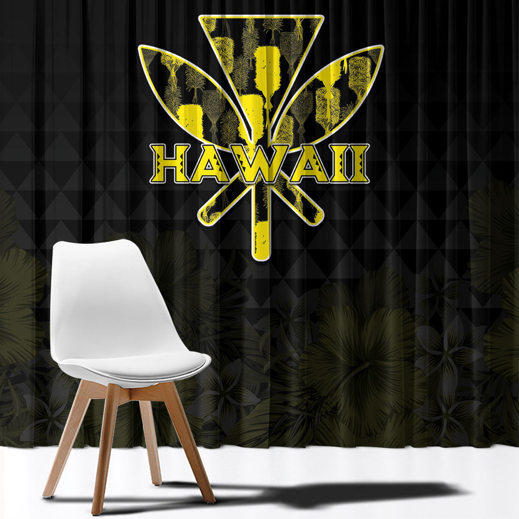 Aloha Hawaii Kahili Window Curtain Kanaka Maoli With Kakau Pattern