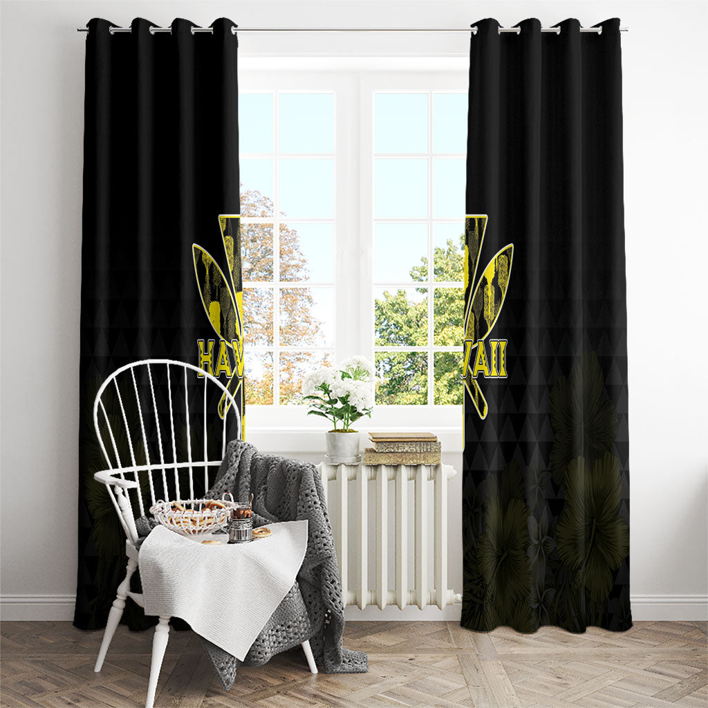 Aloha Hawaii Kahili Window Curtain Kanaka Maoli With Kakau Pattern