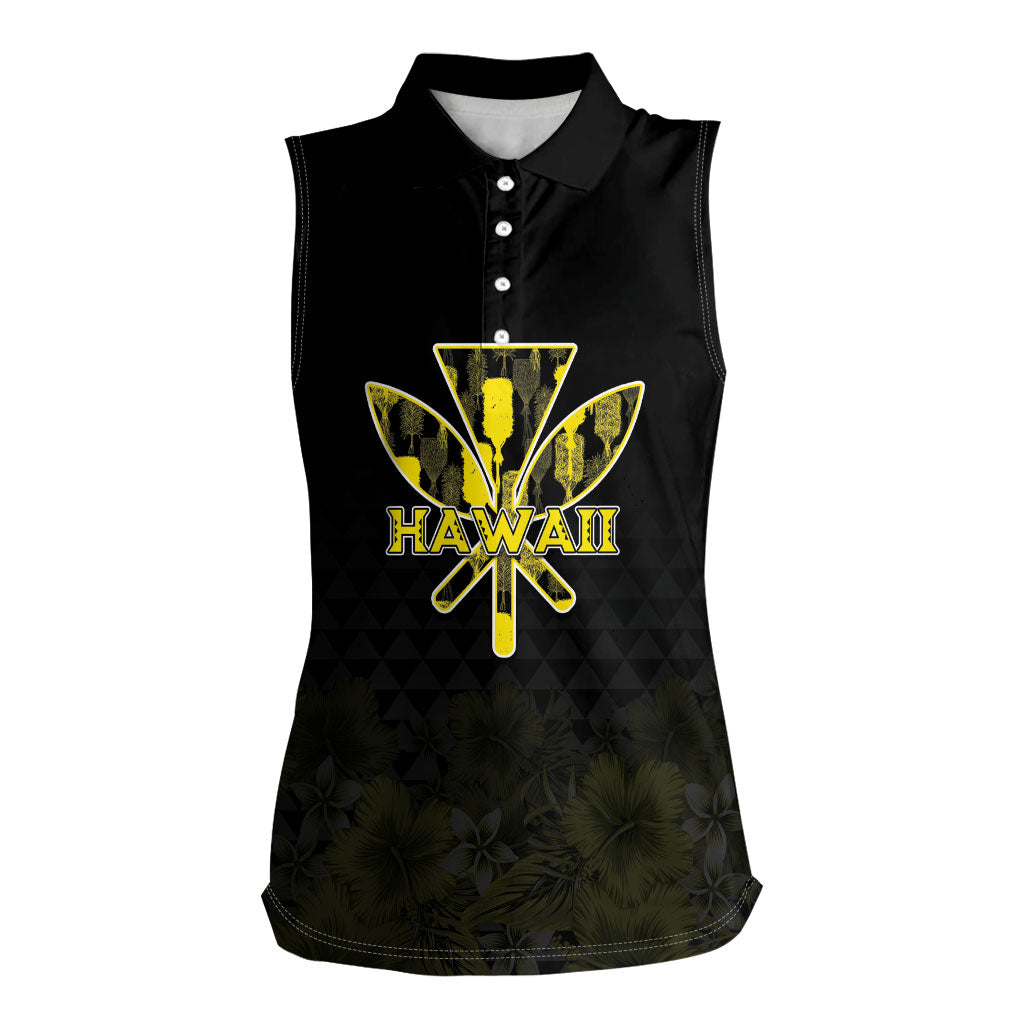 Personalised Aloha Hawaii Kahili Women Sleeveless Polo Shirt Kanaka Maoli With Kakau Pattern